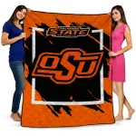 oklahoma state cowboys block border orange quilt blanket best selling