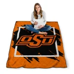 oklahoma state cowboys block border orange quilt blanket best selling