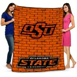 oklahoma state cowboys brick grid orange quilt blanket best selling