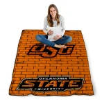 oklahoma state cowboys brick grid orange quilt blanket best selling