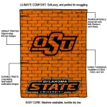 oklahoma state cowboys brick grid orange quilt blanket best selling