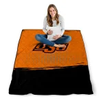 oklahoma state cowboys dot illusion orange quilt blanket best selling
