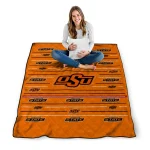 oklahoma state cowboys handdrawn stripes orange quilt blanket best selling