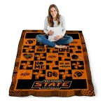 oklahoma state cowboys helmet heart orange quilt blanket best selling