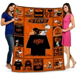 oklahoma state cowboys snoopy love orange quilt blanket best selling
