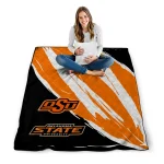 oklahoma state cowboys stroke art orange white quilt blanket best selling