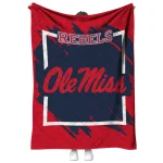 ole miss rebels block border red quilt blanket best selling