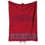 ole miss rebels brick grid red quilt blanket best selling