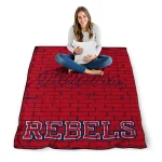 ole miss rebels brick grid red quilt blanket best selling