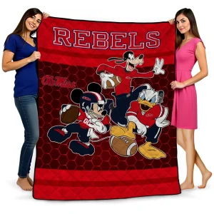 ole miss rebels disney football red quilt blanket best selling