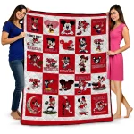 ole miss rebels mickey mouse motif red white quilt blanket best selling