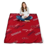 ole miss rebels sketch lines red quilt blanket best selling