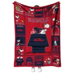 ole miss rebels snoopy love red quilt blanket best selling
