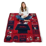 ole miss rebels snoopy love red quilt blanket best selling