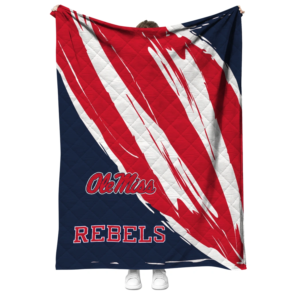 ole miss rebels stroke art red white quilt blanket fashion forward