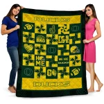 oregon ducks helmet heart green quilt blanket best selling