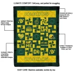 oregon ducks helmet heart green quilt blanket best selling