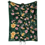 oregon ducks hibiscus foliage green quilt blanket best selling
