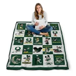oregon ducks mickey mouse motif green white quilt blanket best selling