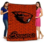 oregon state beavers brick grid orange quilt blanket best selling