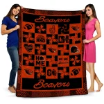 oregon state beavers helmet heart orange quilt blanket best selling