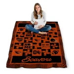 oregon state beavers helmet heart orange quilt blanket best selling