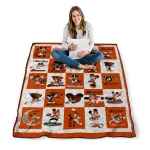 oregon state beavers mickey mouse motif orange white quilt blanket best selling