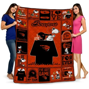 oregon state beavers snoopy love orange quilt blanket best selling