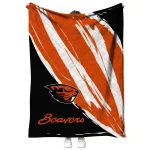 oregon state beavers stroke art orange white quilt blanket best selling