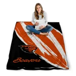 oregon state beavers stroke art orange white quilt blanket best selling