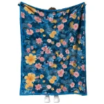 orlando magic hibiscus foliage blue quilt blanket best selling