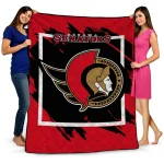ottawa senators block border red quilt blanket best selling
