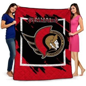 ottawa senators block border red quilt blanket best selling