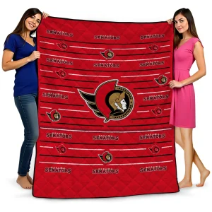 ottawa senators handdrawn stripes red quilt blanket best selling