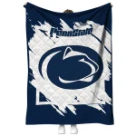penn state nittany lions block border blue quilt blanket best selling