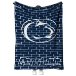 penn state nittany lions brick grid blue quilt blanket best selling