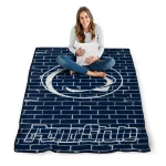penn state nittany lions brick grid blue quilt blanket best selling