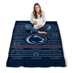 penn state nittany lions handdrawn stripes blue quilt blanket best selling