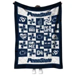 penn state nittany lions helmet heart blue quilt blanket best selling
