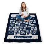 penn state nittany lions helmet heart blue quilt blanket best selling