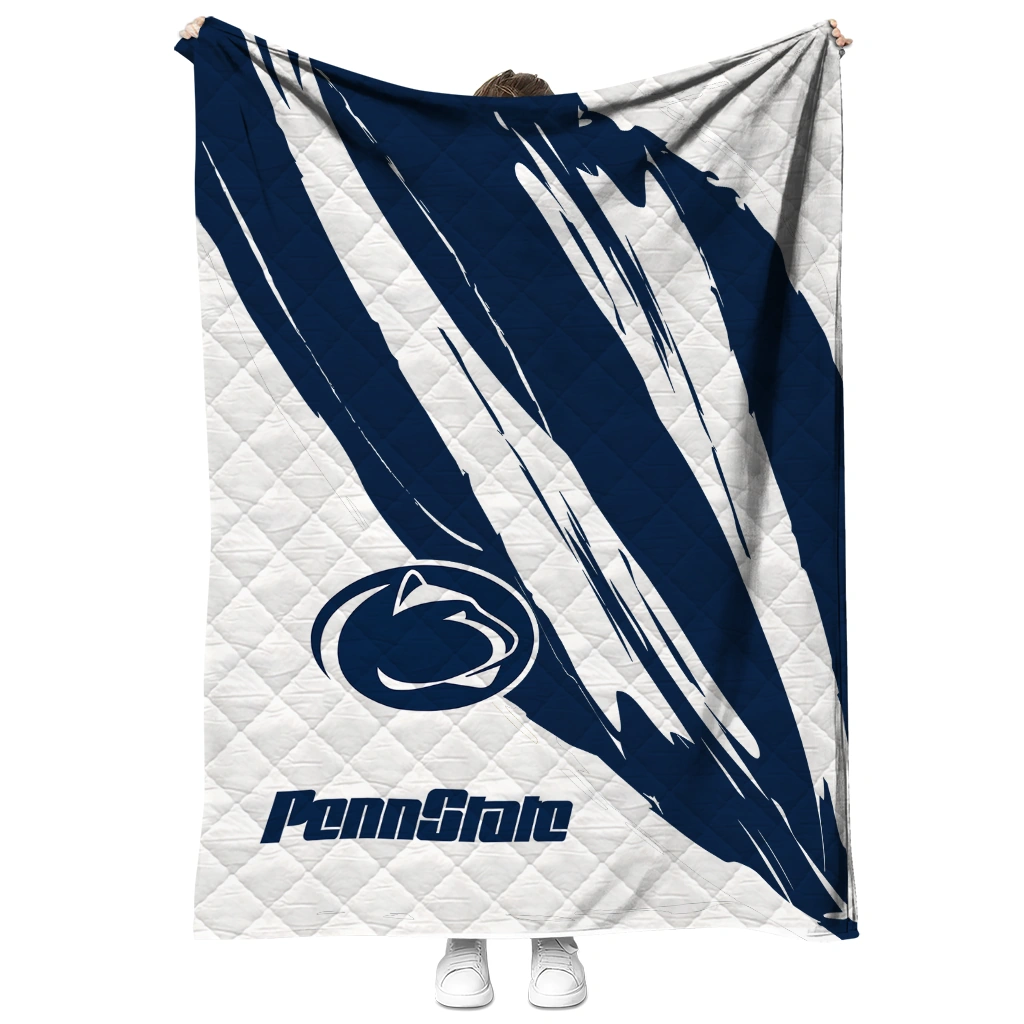 penn state nittany lions stroke art blue white quilt blanket fashion forward