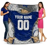personalized air force falcons player sketch blue gray quilt blanket best selling