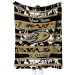 personalized anaheim ducks layered florals gold white quilt blanket best selling
