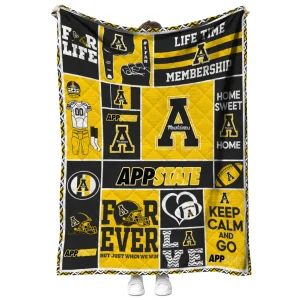 personalized appalachian state mountaineers helmet passion black quilt blanket fashion forward