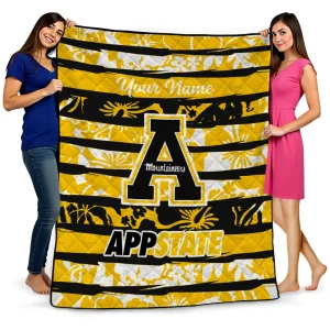 personalized appalachian state mountaineers layered florals black white quilt blanket best selling