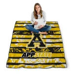 personalized appalachian state mountaineers layered florals black white quilt blanket best selling