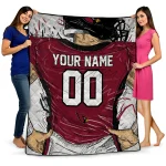 personalized arizona cardinals player sketch red gray quilt blanket best selling