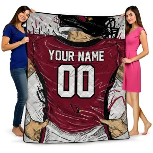 personalized arizona cardinals player sketch red gray quilt blanket best selling
