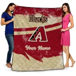 personalized arizona diamondbacks brushstroke layers red quilt blanket best selling
