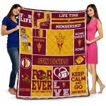 personalized arizona state sun devils helmet passion maroon quilt blanket best selling